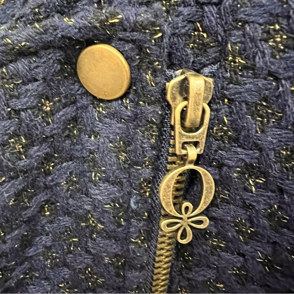 QMack Metallic Tweed Navy Blue Moto Jacket with Working Pockets Size Medium - Picture 8 of 16